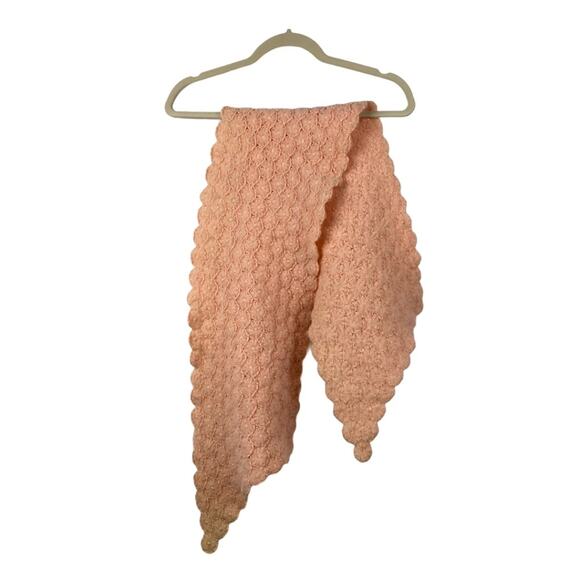 Knit or Crochet Scarf Twee Cottage Core Cozy Accent Scalloped Edge - Picture 6 of 10